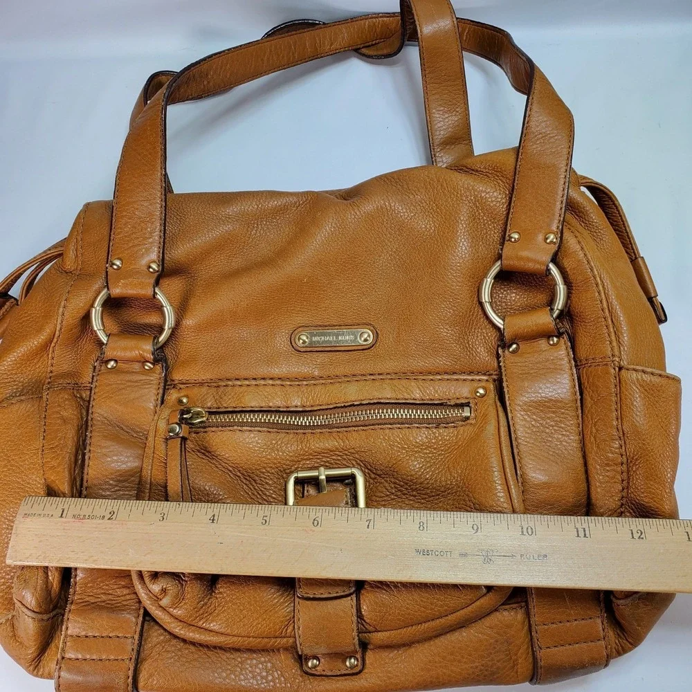 Michael Kors Rust Brown Multi Pocket Pebbled Leather Shoulder‎ Bag Y2K Hobo